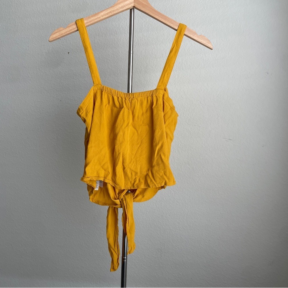 Madewell Women's Mustard Yellow Button Front Tie Top Summer y2k Beach Pool XS - Picture 4 of 7
